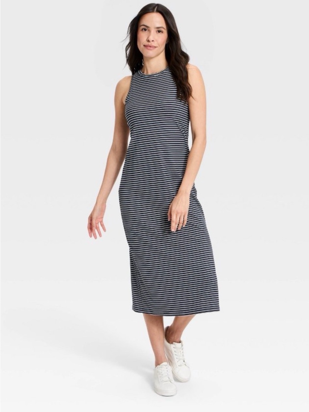 Target All in Motion Navy and White Striped Midi Dress